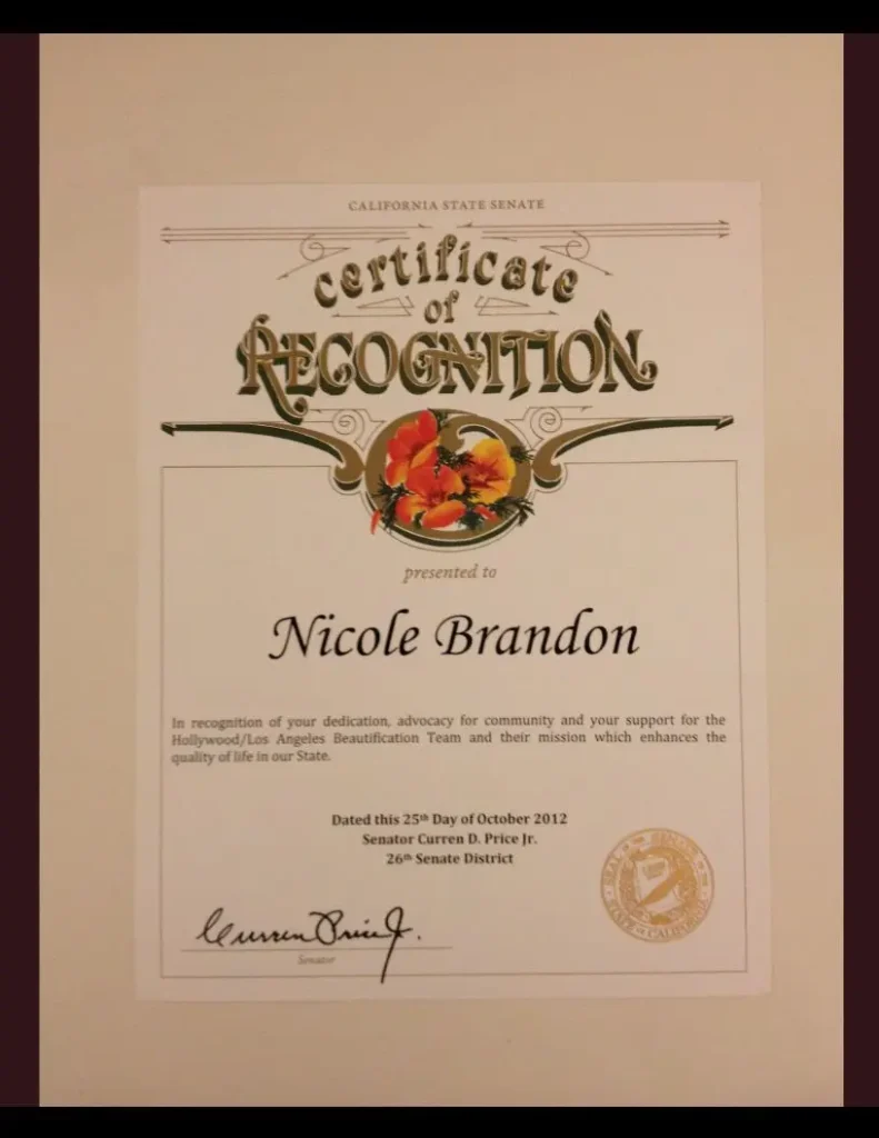 City of Los Angeles Certificate of Appreciation December 25th